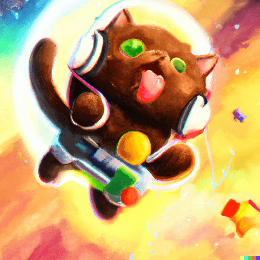 A cat in the space, digital art